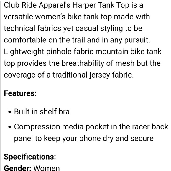 Club Ride Harper Tank Top - Womens - Navy Racerback Blue Tank size Small - Picture 7 of 14